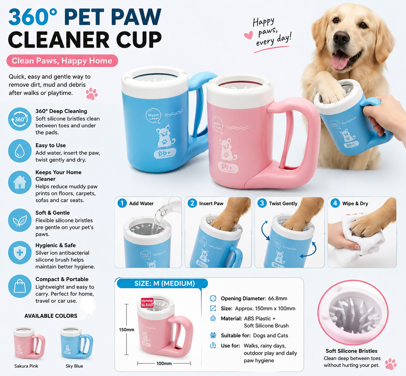 360° Pet Paw Cleaner Cup