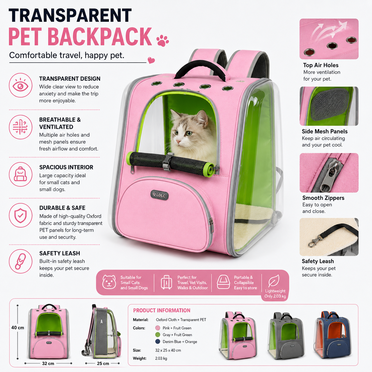 Transparent Pet Travel Backpack