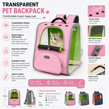 Transparent Pet Travel Backpack