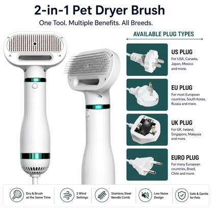 2-in-1 Pet Dryer Brush – Groom & Dry in One Go