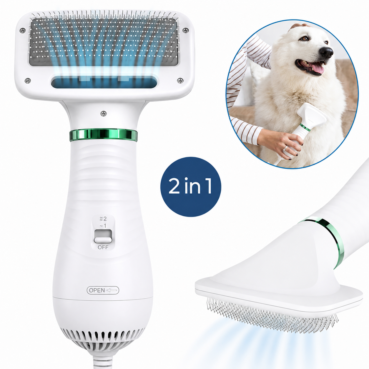 2-in-1 Pet Dryer Brush – Groom & Dry in One Go
