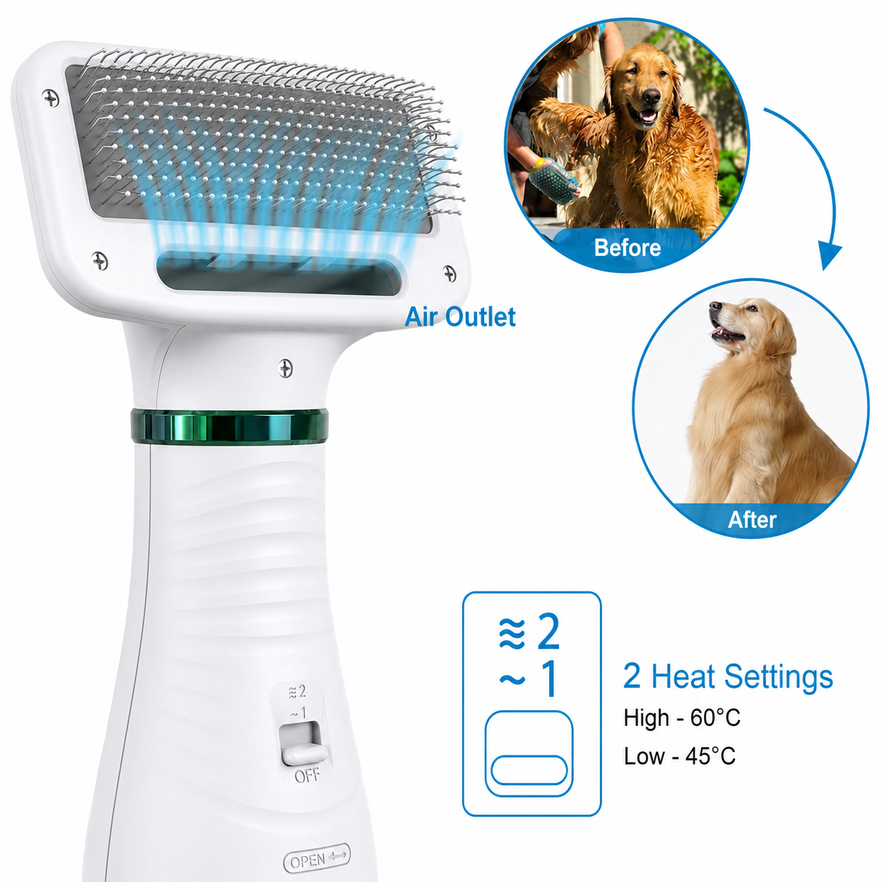 2-in-1 Pet Dryer Brush – Groom & Dry in One Go