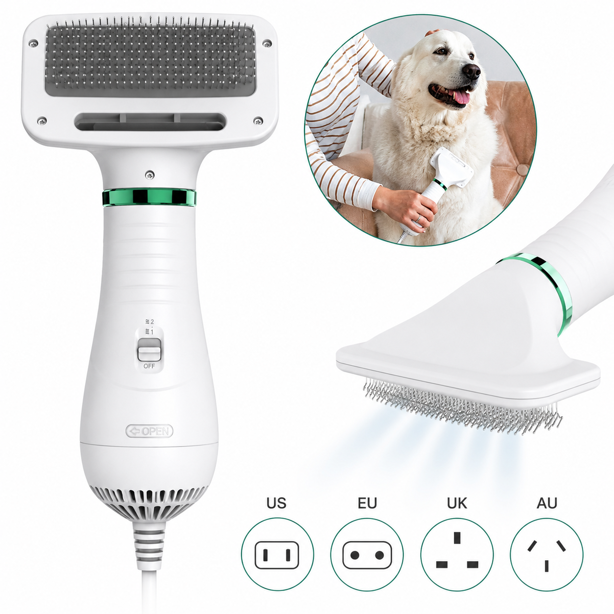 2-in-1 Pet Dryer Brush – Groom & Dry in One Go