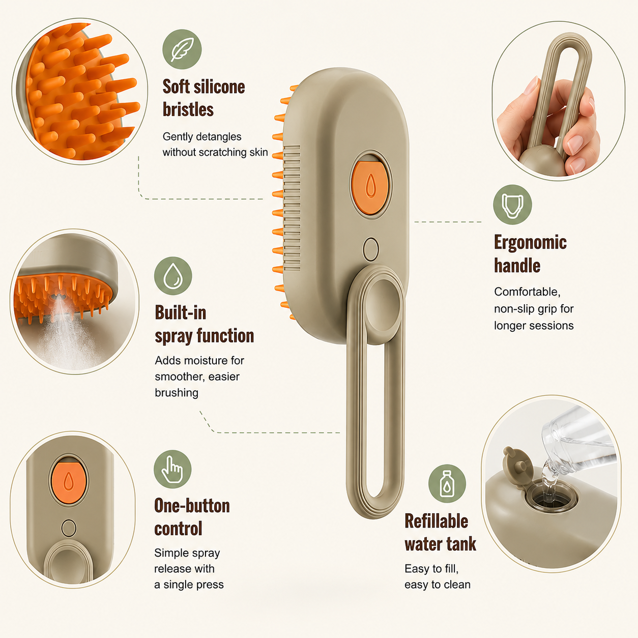 3-in-1 Electric Spray Pet Grooming Brush