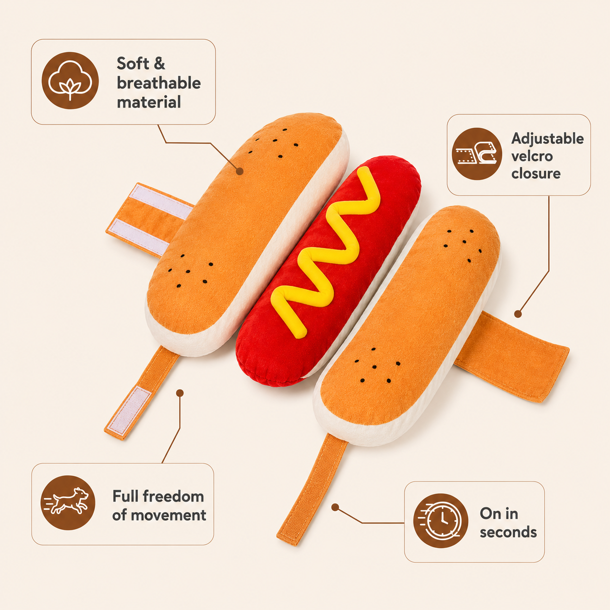 Hot Dog Costume for Pets - Fun & Comfortable Dog/Cat Outfit